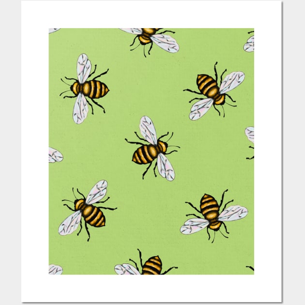 Bee Pattern Wall Art by okpinsArtDesign